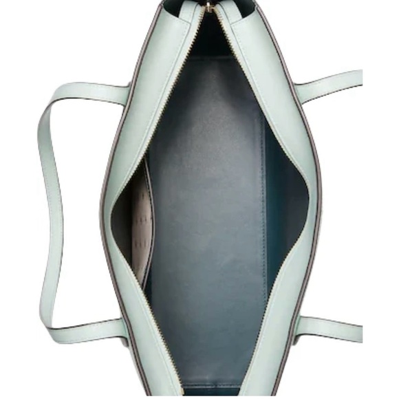 NWT ♠️ Kate Spade Cara Tote Bag Large Seawater Green Gold Hardware Grain Leather - Picture 8 of 16